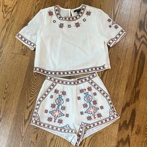 NWT forever 21 coordinated short set embroidered small festival matching